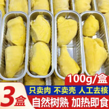 璐亦 烤榴莲小金条 泰国榴莲冷冻金枕榴莲纯果肉无核装 100g/盒*3 加热即食 无壳无核