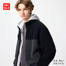 优衣库 男装/男女同款摇粒绒拉链茄克/长袖外套夹克479793 08 深灰色 L /175/100A