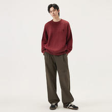gxgjeans 男装 多色基础刺绣绞花保暖圆领毛衣针织衫男25年冬新品