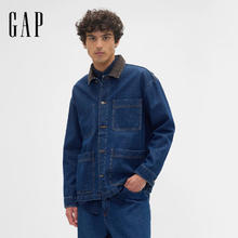 Gap 男装2025秋季款纯棉工装翻领夹克外套美版823703 深色水洗 S 美码 M亚洲码175/92A