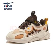鸿星尔克 冬季休闲革面跑鞋儿童运动鞋丨星耀 深檀色/暖亚麻 37码