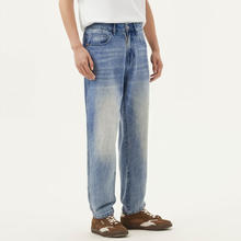 20点开始：gxgjeans 男装 蓝色水洗简约基础宽松直筒牛仔长裤男 25年夏新品 蓝色 L (175) -31码