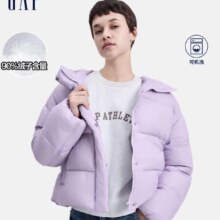 GAP 女logo立领连帽羽绒服
