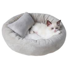 派乐特 猫窝狗窝保暖冬季秋天宠物猫咪毯垫子睡袋 灰色M+头枕