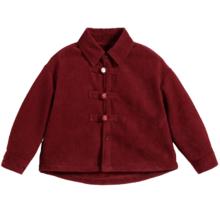 罗蒙 男童红色外套加厚儿童加绒衬衫 秋冬款拜年服唐装演出服