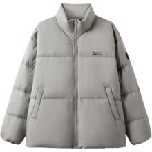gxgjeans 25年冬新品 美式立体格纹宽松立领短款羽绒服 灰色