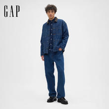 Gap 男装2025秋季工装拼接翻领多口袋夹克休闲外套美版823703 深色水洗 L 美码 XL亚洲码185/104A