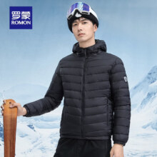 罗蒙 短款立领羽绒服男 冬季新款 3Y464805黑色 连帽款