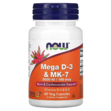 诺奥 NOW 维生素K2 维生素D3&MK7 180mcg 60粒 美国原装