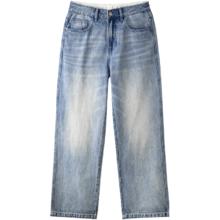 gxgjeans 美式水洗简约基础宽松直筒牛仔裤 蓝色