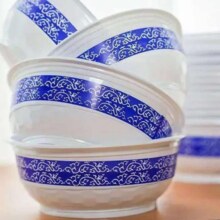 一次性碗加厚圆碗青花瓷碗 500型 20只装 食品级PP可微波  家用酒席聚餐