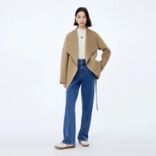 LILY 100%绵羊毛气质通勤优雅毛呢外套大衣小个子女