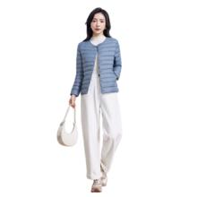 鸭鸭 YAYA 佟丽娅同款轻薄羽绒服女款无领 米白色 M 建议90-100斤