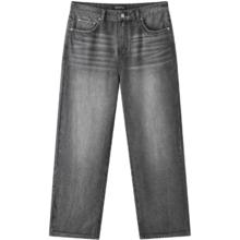 gxgjeans 美式复古水洗宽松直筒牛仔裤 深灰色