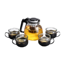京东物流 茶壶套装 玻璃茶具 1000ML一壶四杯 带滤网耐高温泡茶具 无茶盘