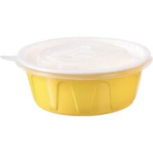 美丽雅 一次性饭盒 圆形厚彩餐碗 黄色 900ml 30套