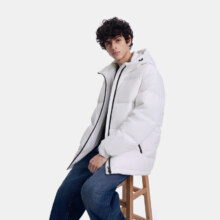 盖璞 GAP 男女装防风防雨微弹立领连帽羽绒服外套 678668 白色 L (175/96A) 亚洲尺码