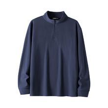 gxgjeans 25年新品 男士美式宽松半开襟长袖T恤 藏青色