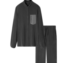 GXG 男士家居服套装 拉链门禁小立领 秋冬短绒外穿居家服
