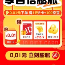 京东搜：E卡一分购
页面试试看 有0.01买100京豆