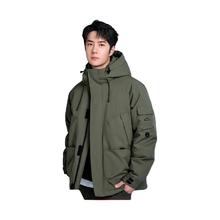 鸭鸭羽绒服 户外登山羽绒服男士2024冬季新款短款加厚外套YX 军绿色