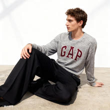 Gap 男女装撞色Logo宽松圆领针织衫上衣美版 灰色
