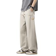 Homlean 休闲裤男 纯棉直筒加绒保暖冬季宽松阔腿裤 HZ27JR 卡其 XL
