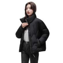 雪中飞 轻薄鹅绒羽绒服女短款显瘦简约保暖2025冬季新款立领外套黑色XL