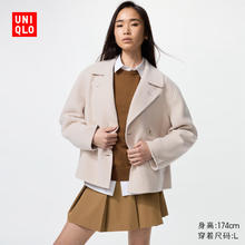 优衣库 女装双面呢休闲短大衣478581 30 浅米色 2XL /165/100B