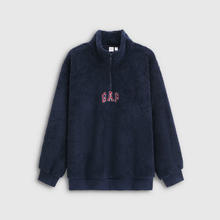 盖璞 GAP 男女装新款logo刺绣抱抱绒半拉链卫衣
