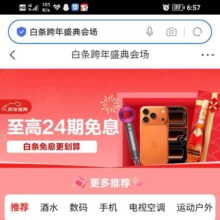 京东 白条跨年盛典会场 至高24期免息 领6期白条免息券