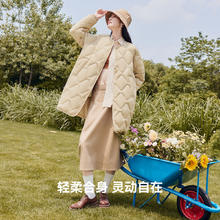 88VIP会员：雪中飞 2025春秋女士中长款轻薄圆领羽绒服休闲基础百搭纯色