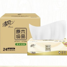 清风 抽纸巾 3层100抽*24包 原木纯品 卫生纸 面巾纸 餐巾纸 整箱装