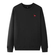 红蜻蜓 卫衣男加绒圆领长袖打底衫 黑色 2XL