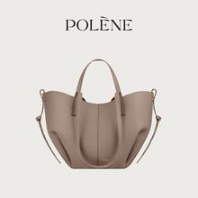 POLENE 波灵恩Cyme Mini 深海蓝荔枝纹牛皮托特包