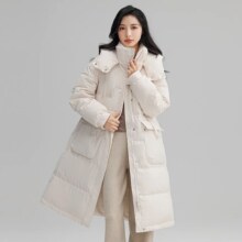 10点：鸭鸭 女士长款连帽收腰羽绒服