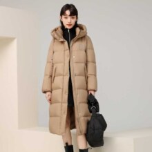 超v 雪中飞 长款连帽女式鸭绒羽绒服 冬季户外加厚保暖防风御寒外套