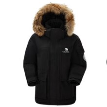 骆驼 CAMEL 户外极寒派克工装毛领情侣款羽绒服 保暖加厚中长款外套