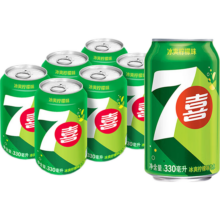 百事可乐 七喜7UP 柠檬味 碳酸饮料 330ml*6听 胖罐