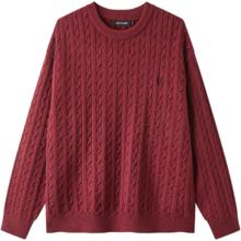 gxgjeans 25年冬新品 美式基础刺绣绞花毛衣针织衫 安哥拉红