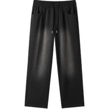 gxgjeans 男款 美式宽松直筒休闲裤 黑色 L