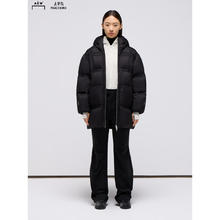 太平鸟 【高充绒】 90% 绒黑色连帽长款羽绒服 290g 充绒