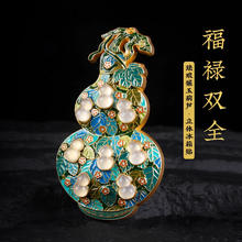 珐琅镶玉葫芦冰箱贴河南博物院收藏立体金属磁吸福禄纪念品伴手礼 珐琅镶玉葫芦立体冰箱贴