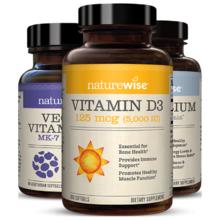 naturewise 维生素D3+K2组合装 5000IU阳光瓶成人补钙备孕强健骨骼促钙吸收