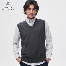 限移动端：Brooks Brothers 【学院风】100%美利奴羊毛V领针织背心