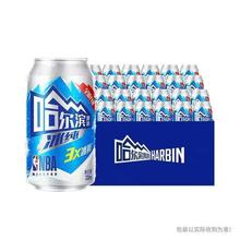 哈尔滨啤酒（HARBIN）王鹤棣代言冰爽口感 新年送礼 京东物流整箱批发 330mL 24罐 9.1°P 哈啤冰纯