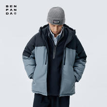熊猫·本 ben.panda 秋冬保暖连帽羽绒服工装加厚休闲外套情侣 黑蓝色 S