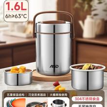ASD RWS20T3WG 保温饭盒 1.6L不锈钢色3层 高密封 易清洗