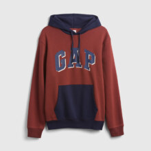 GAP 男女装2025秋季新款LOGO抓绒套头宽松连帽衫卫衣 棕红色 XS美码 S亚洲码175/88A
