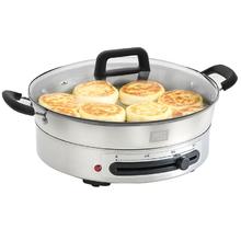 利仁 电饼铛家用电煎锅304不锈钢0涂层电饼档32cm加大煎饼锅煎烤机烙饼锅55mm加深早餐机DJG-J3